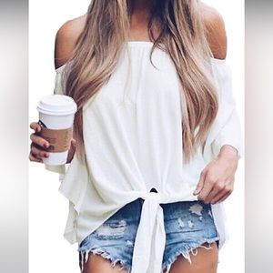 LuckyMore Off The Shoulder Top Boho Shirt Blouse Size: S